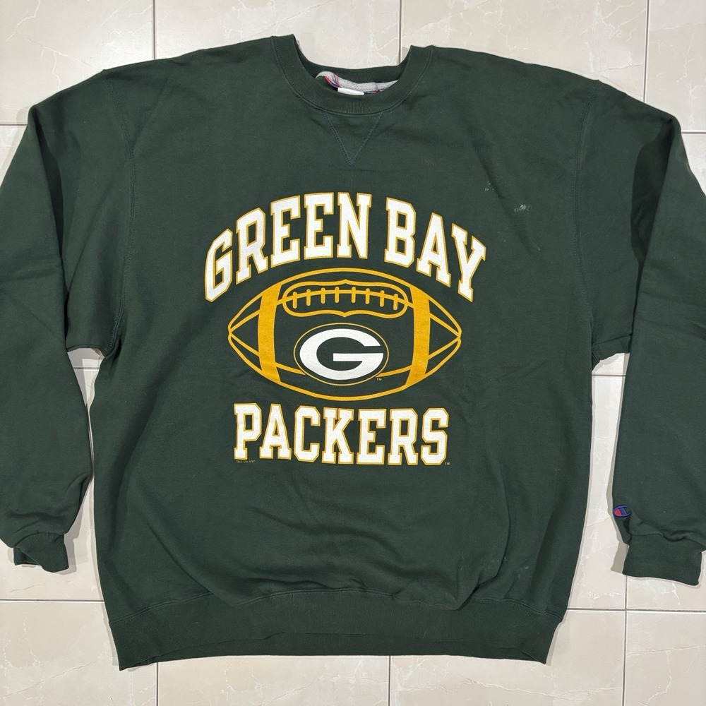 Vintage Green Bay Packers Sweatshirt Men's XL Green 90s Y2K Graphic Football NFL